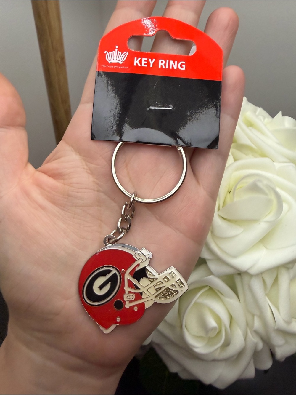 Wincraft Red and Black Georgia Helmet Keychain